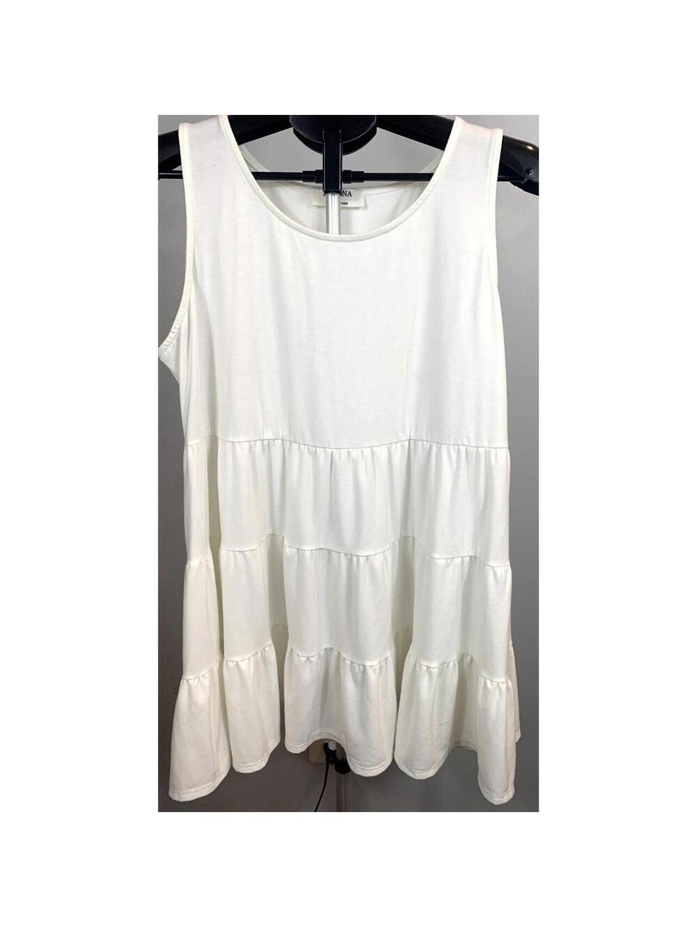 Zenana XL White Sleeveless Tiered Baby Doll Tunic Top